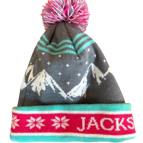 Cirque Mountain Apparel Jackson Hole Knit Winter Hat Beanie Pom Pom Aqua Pink - Picture 3 of 4